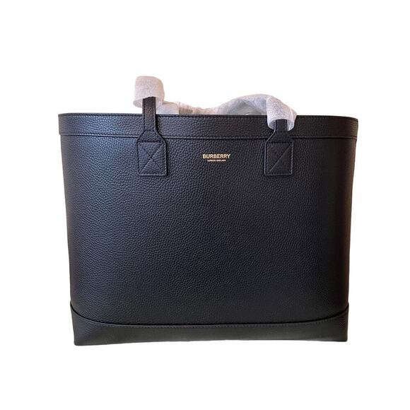 Burberry brand, new leather tote bag black - Picture 1 of 7